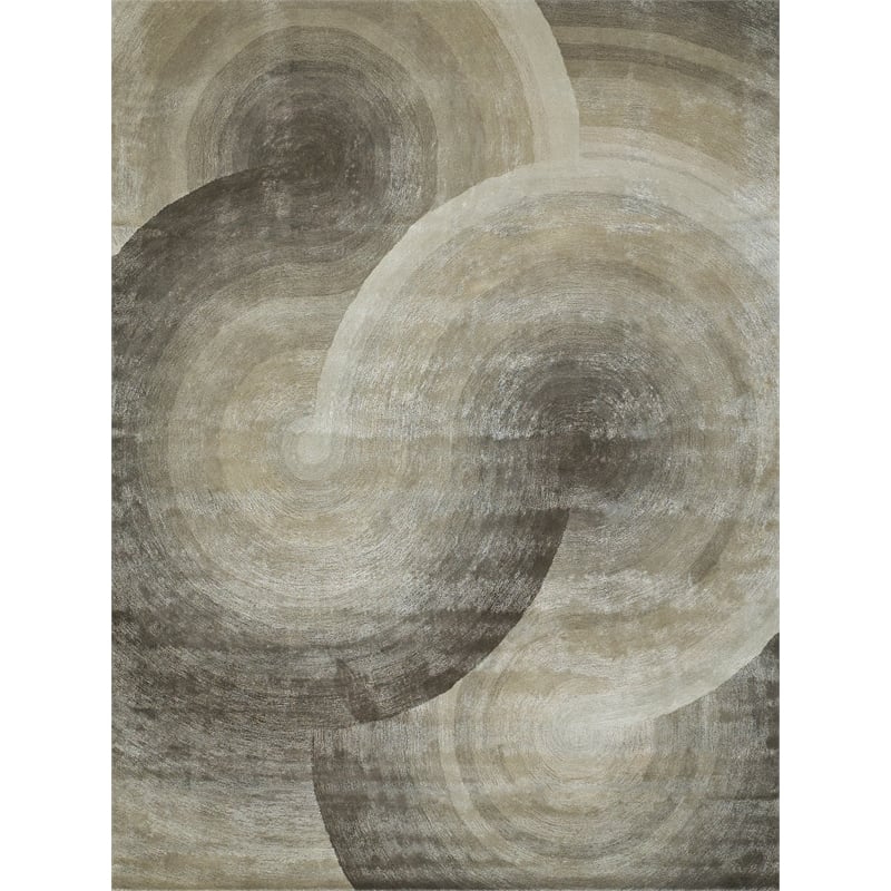 Mitomo Hand-Tufted Wool/Viscose Taupe 6'x9' Area Rug