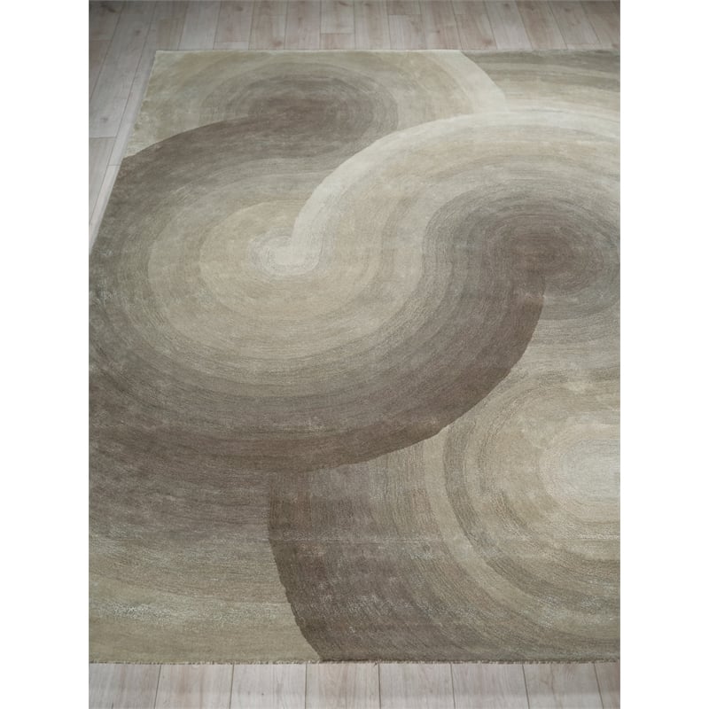 Mitomo Hand-Tufted Wool/Viscose Taupe 8'x10' Area Rug
