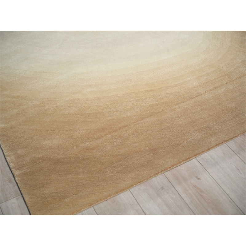 Mitomo Hand-Tufted Wool/Viscose Light Beige/Ivory 9'x12' Area Rug
