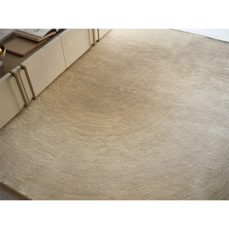Mitomo Hand-Tufted Wool/Viscose Light Beige/Ivory 9'x12' Area Rug