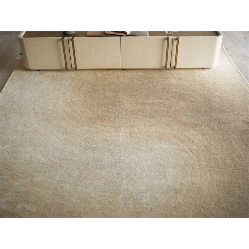 Mitomo Hand-Tufted Wool/Viscose Light Beige/Ivory 9'x12' Area Rug
