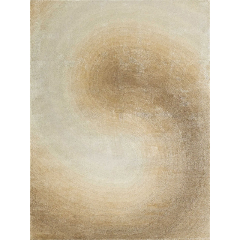 Mitomo Hand-Tufted Wool/Viscose Light Beige/Ivory 9'x12' Area Rug