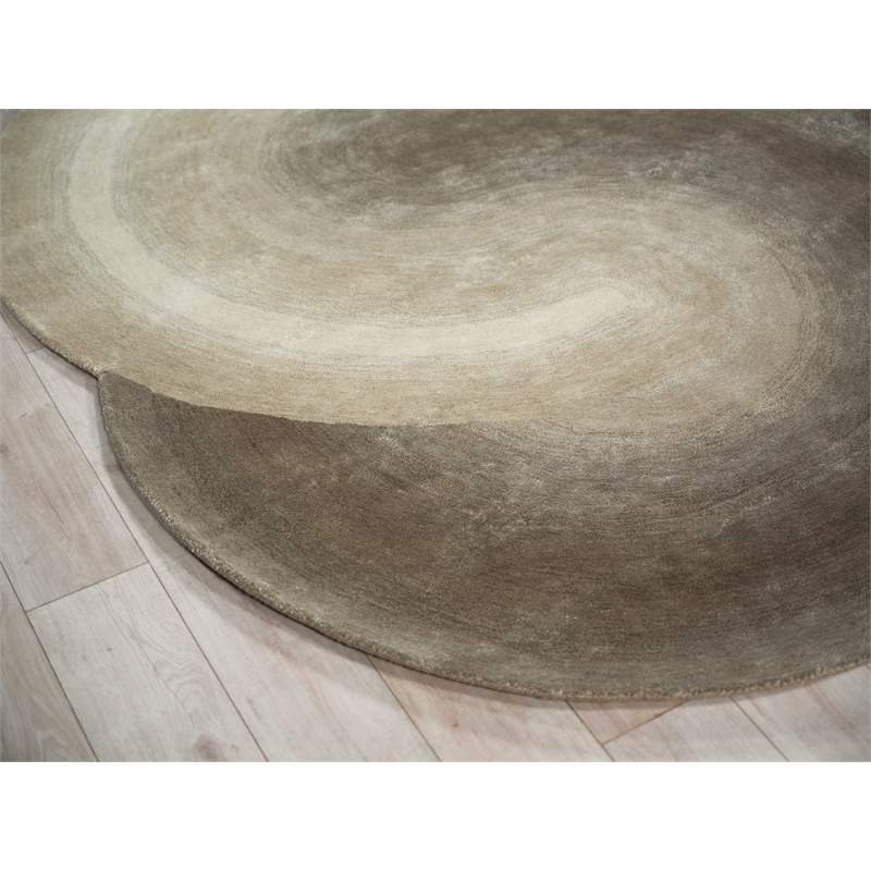 Mitomo Hand-Tufted Wool/Bamboo Silk Taupe 5'x7' Shape Area Rug
