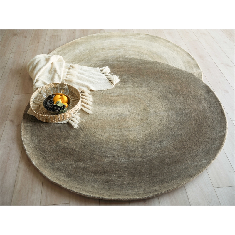 Mitomo Hand-Tufted Wool/Bamboo Silk Taupe 5'x7' Shape Area Rug