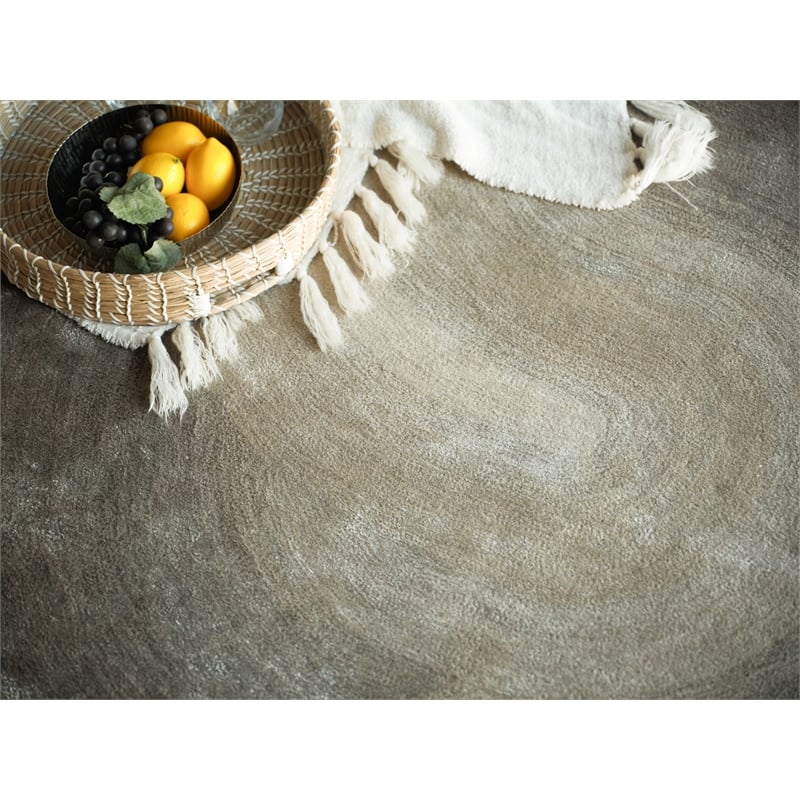 Mitomo Hand-Tufted Wool/Bamboo Silk Taupe 5'x7' Shape Area Rug