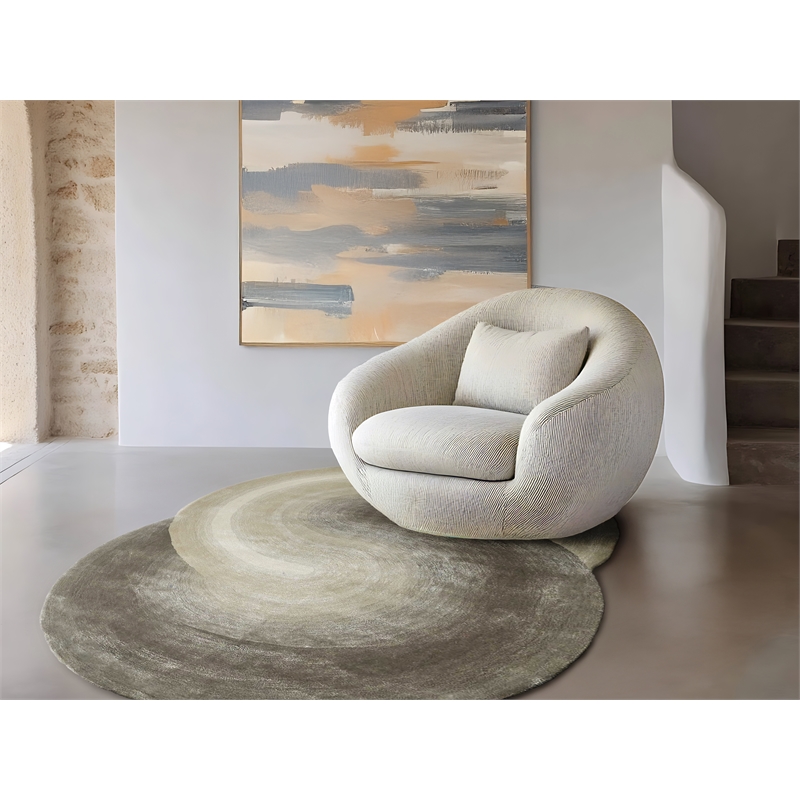 Mitomo Hand-Tufted Wool/Bamboo Silk Taupe 5'x7' Shape Area Rug