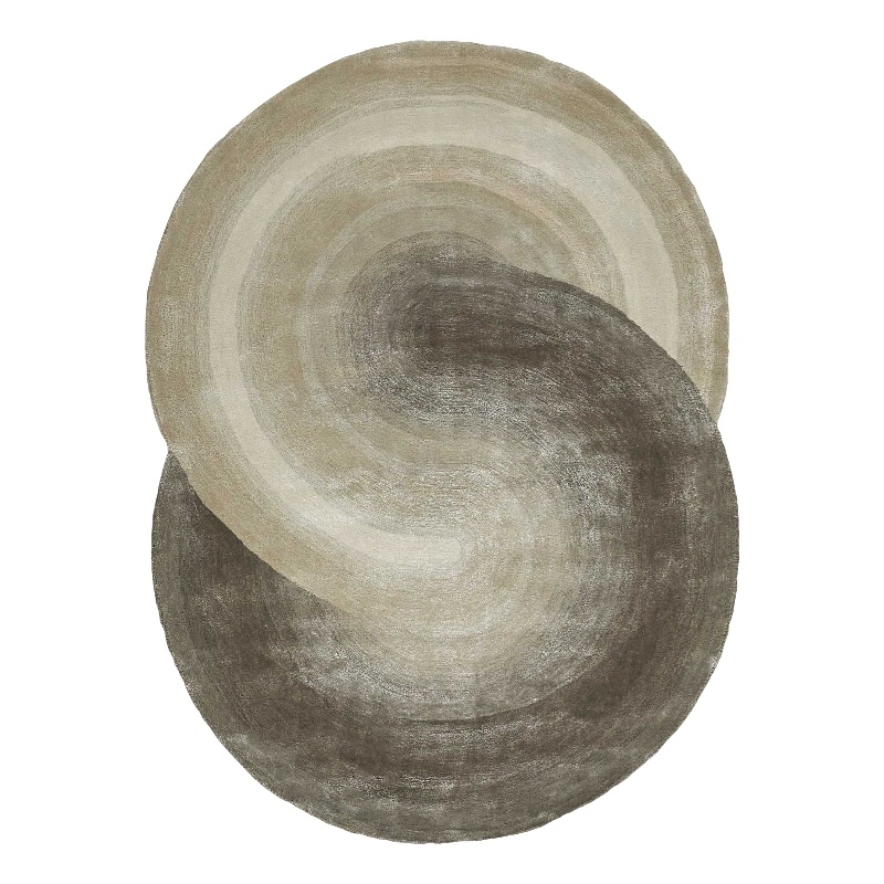 Mitomo Hand-Tufted Wool/Bamboo Silk Taupe 5'x7' Shape Area Rug