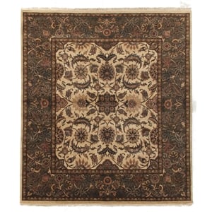 Moghul Hand-Knotted New Zealand Wool Ivory/Sage 8'x8' Round Area Rug