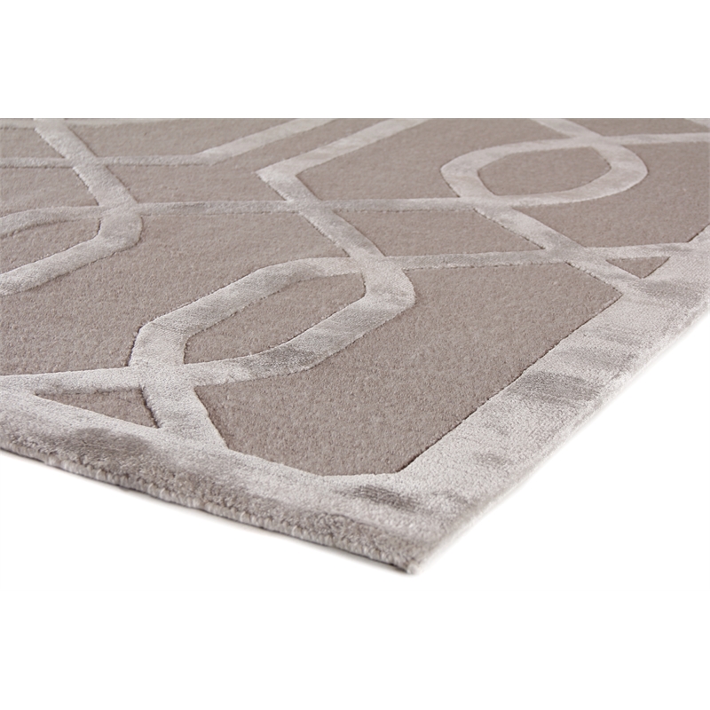 Metro Velvet Hand-Knotted Wool/Viscose Light Silver 6'x9' Area Rug