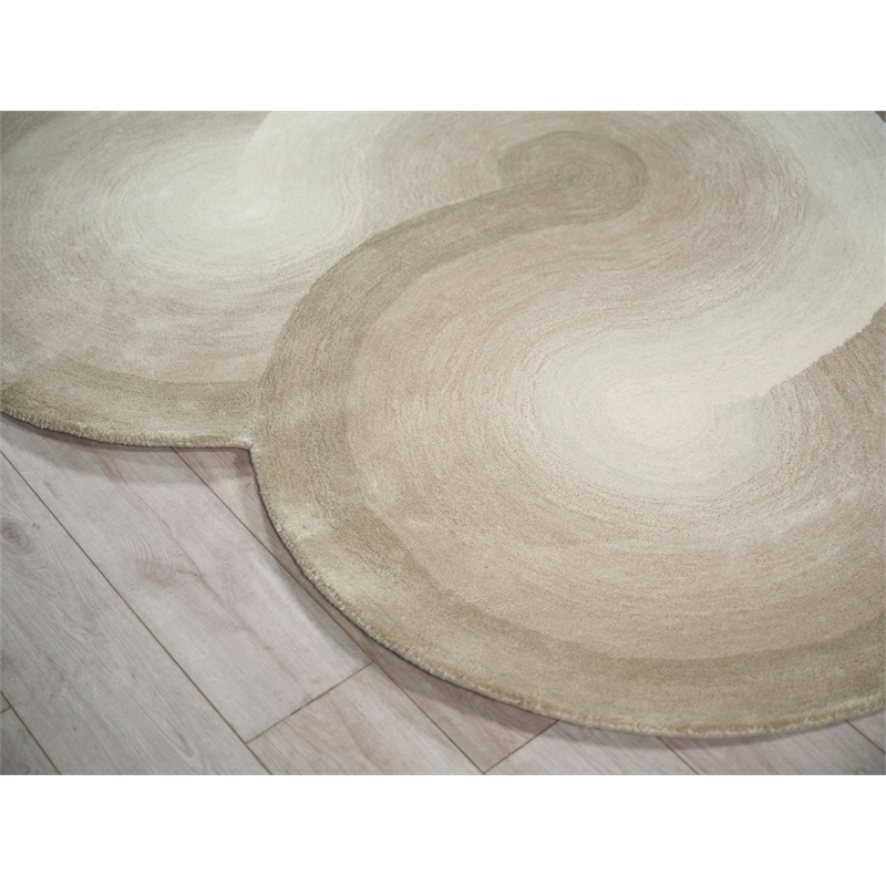 Mitomo Hand-Tufted Wool/Bamboo Silk Pearl 5'x7' Shape Area Rug