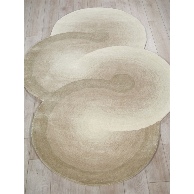 Mitomo Hand-Tufted Wool/Bamboo Silk Pearl 5'x7' Shape Area Rug