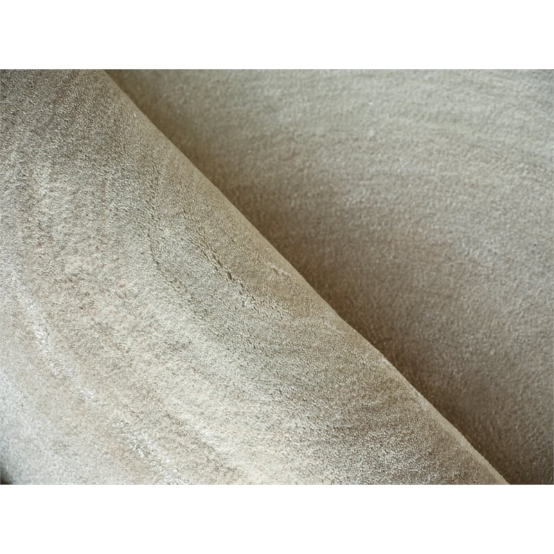 Mitomo Hand-Tufted Wool/Bamboo Silk Pearl 5'x7' Shape Area Rug