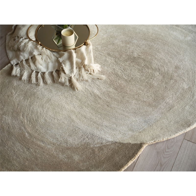 Mitomo Hand-Tufted Wool/Bamboo Silk Pearl 5'x7' Shape Area Rug