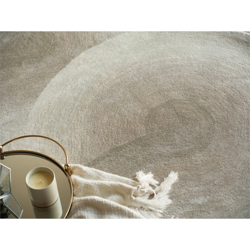 Mitomo Hand-Tufted Wool/Bamboo Silk Pearl 5'x7' Shape Area Rug