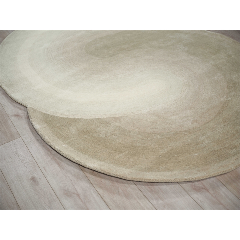 Mitomo Hand-Tufted Wool/Bamboo Silk Pearl 5'x7' Shape Area Rug