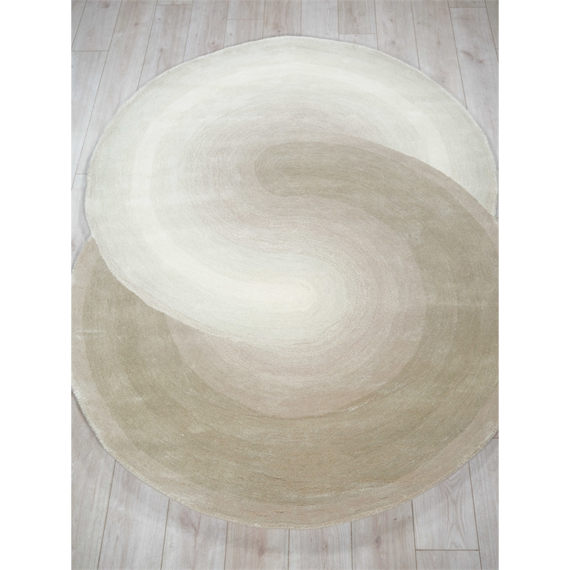Mitomo Hand-Tufted Wool/Bamboo Silk Pearl 5'x7' Shape Area Rug