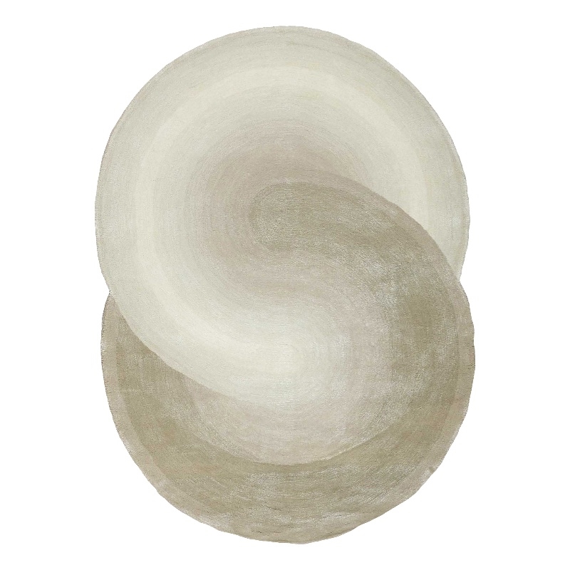 Mitomo Hand-Tufted Wool/Bamboo Silk Pearl 5'x7' Shape Area Rug