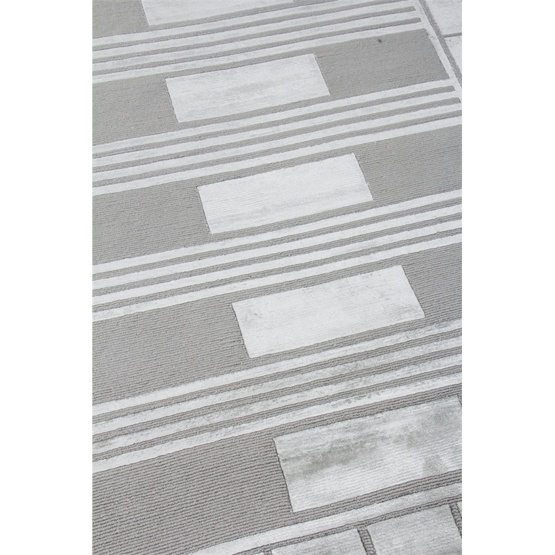 Metro Velvet Hand-Knotted Wool/Viscose Silver 4'x6' Area Rug
