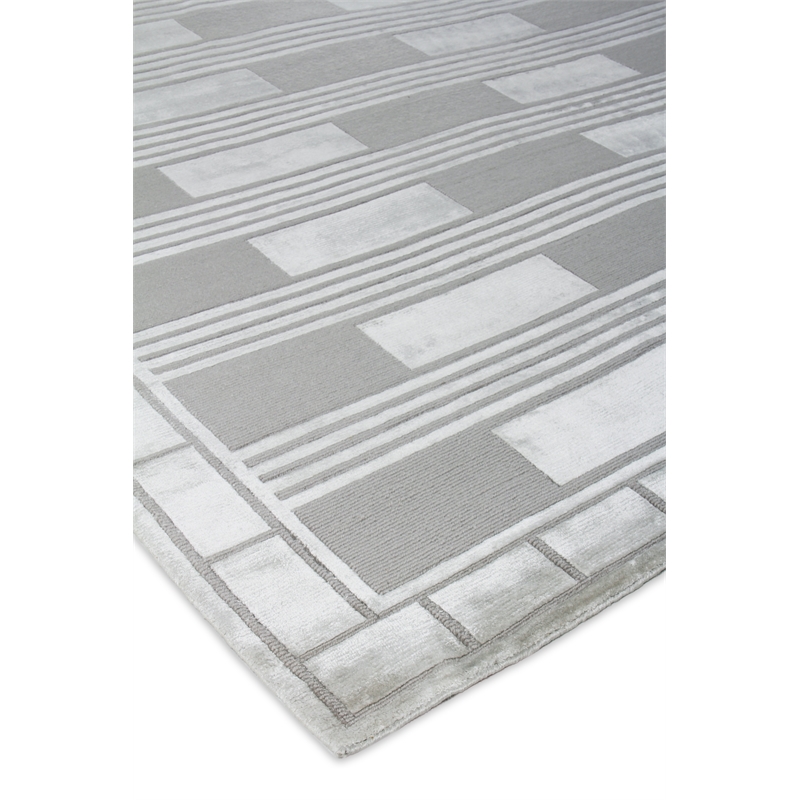 Metro Velvet Hand-Knotted Wool/Viscose Silver 4'x6' Area Rug