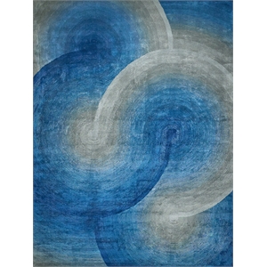 Mitomo Hand-Tufted Wool/Bamboo Silk Gray/Blue 6'x9' Area Rug