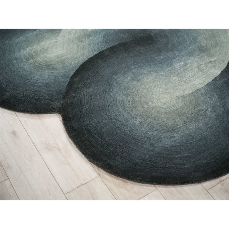 Mitomo Hand-Tufted Wool/Bamboo Silk Sea Green 5'x7' Shape Area Rug
