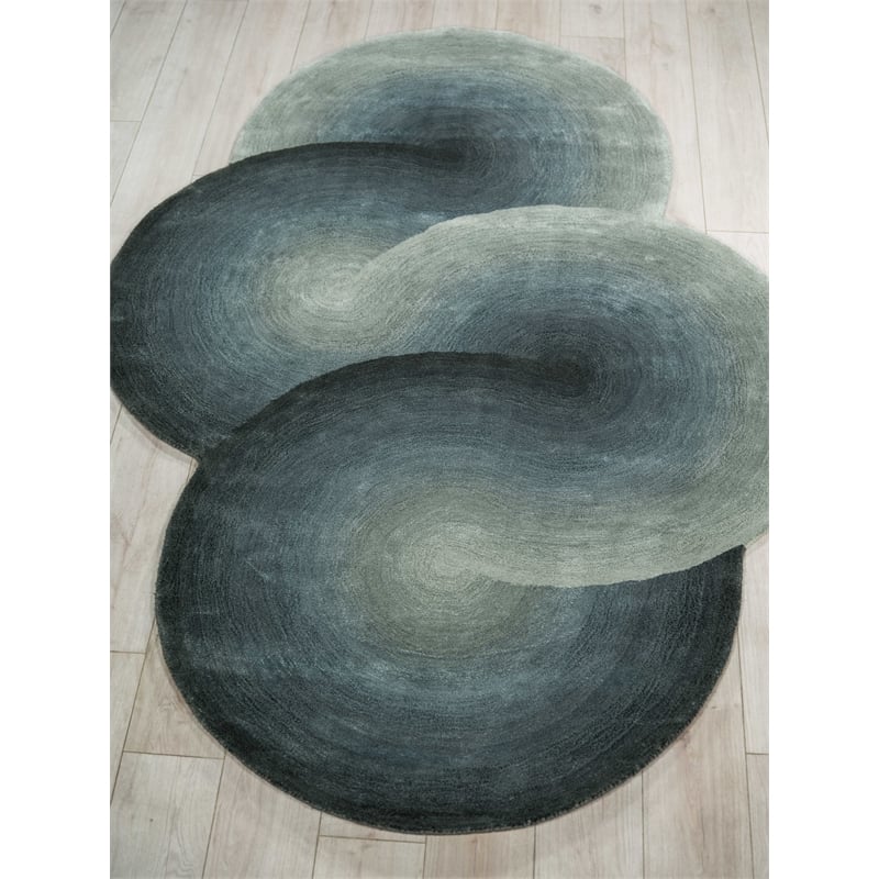 Mitomo Hand-Tufted Wool/Bamboo Silk Sea Green 5'x7' Shape Area Rug