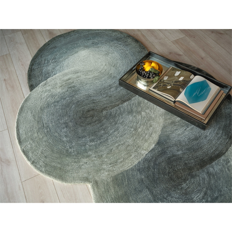 Mitomo Hand-Tufted Wool/Bamboo Silk Sea Green 5'x7' Shape Area Rug