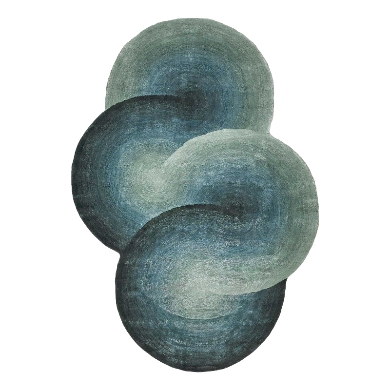 Mitomo Hand-Tufted Wool/Bamboo Silk Sea Green 5'x7' Shape Area Rug