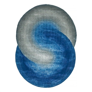 Mitomo Hand-Tufted Wool/Bamboo Silk Navy/Gray 5'x7' Shape Area Rug