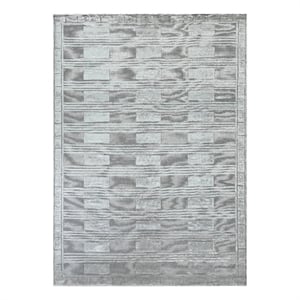 Metro Velvet Hand-Knotted Wool/Viscose Silver 9'x12' Area Rug