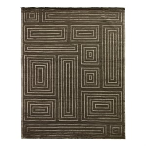 Metro Velvet Hand-Knotted Wool/Viscose Khaki 9'x12' Area Rug