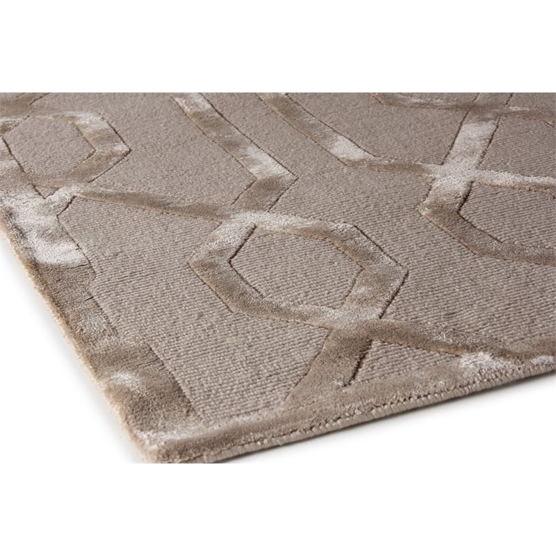Metro Velvet Hand-Knotted Wool/Viscose Light Beige 5'x7' Area Rug