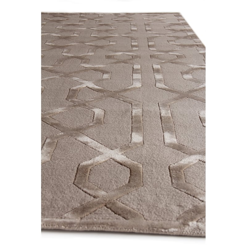 Metro Velvet Hand-Knotted Wool/Viscose Light Beige 5'x7' Area Rug