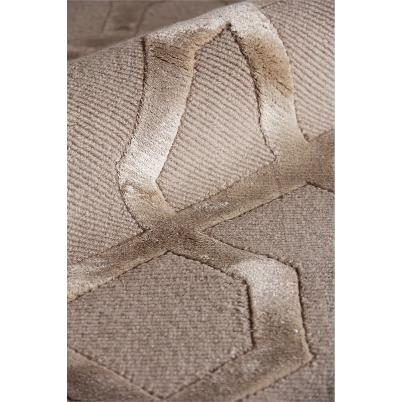 Metro Velvet Hand-Knotted Wool/Viscose Light Beige 5'x7' Area Rug