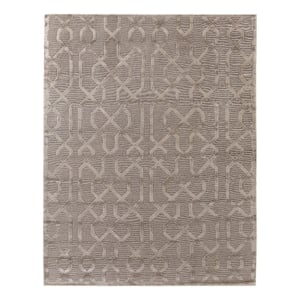 Metro Velvet Hand-Knotted Wool/Viscose Light Beige 5'x7' Area Rug