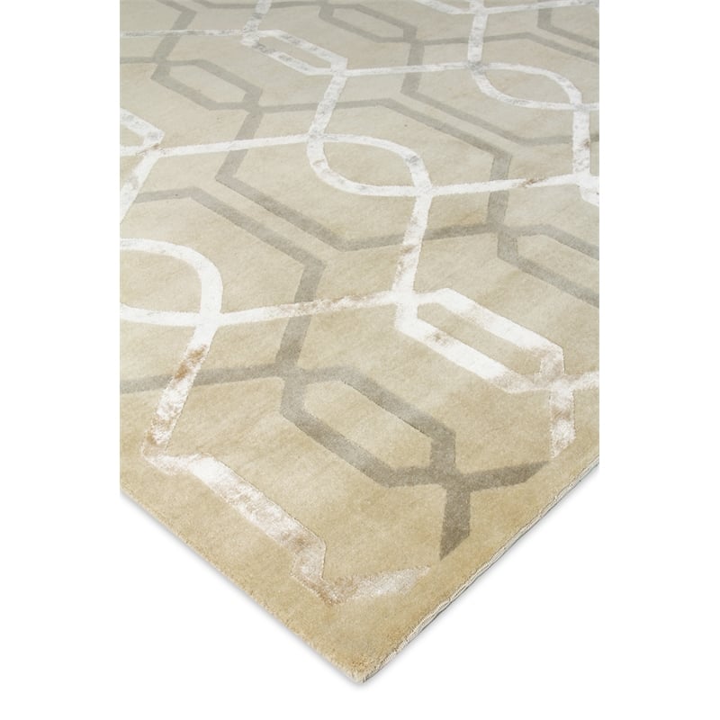 Milano Velvet Hand-Knotted Wool/Viscose Ivory 8'x10' Area Rug