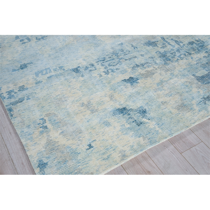 Mineral Handloomed Wool/Bamboo Silk Blue 14'x18' Area Rug