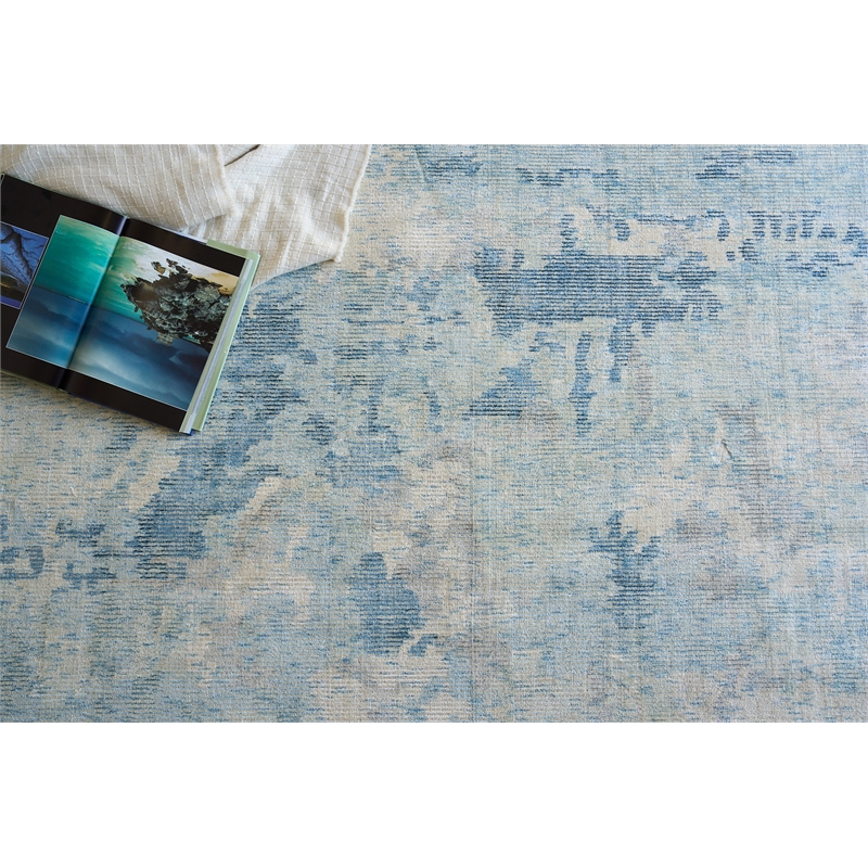 Mineral Handloomed Wool/Bamboo Silk Blue 14'x18' Area Rug