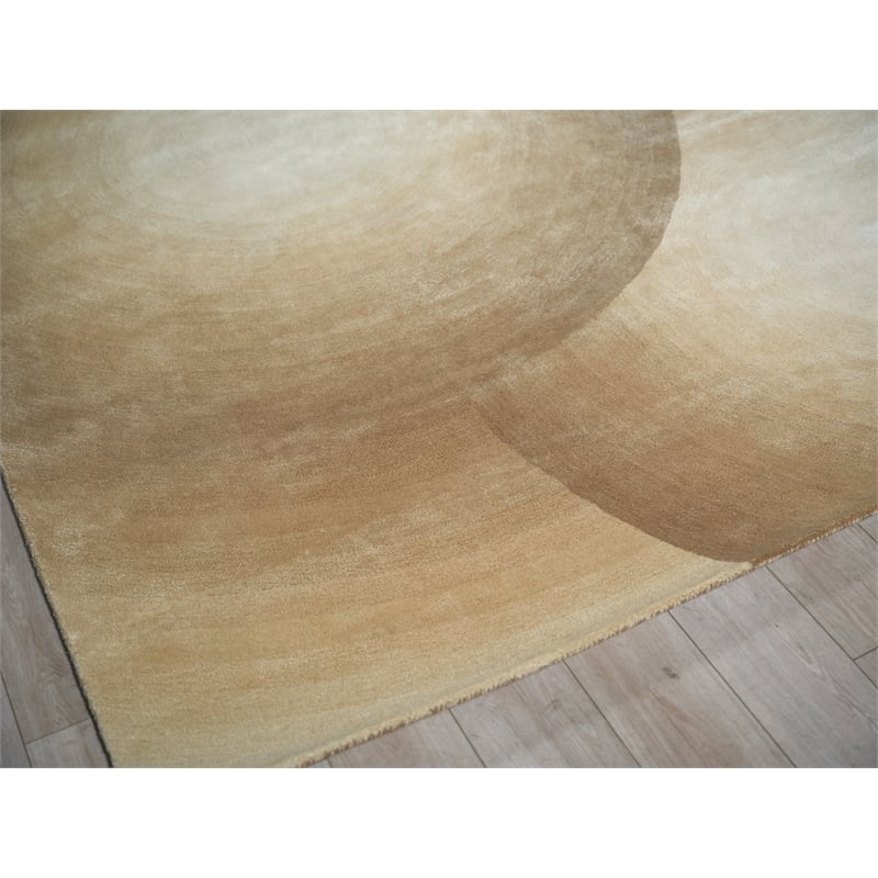 Mitomo Hand-Tufted Wool/Bamboo Silk Light Beige/Ivory 6'x9' Area Rug