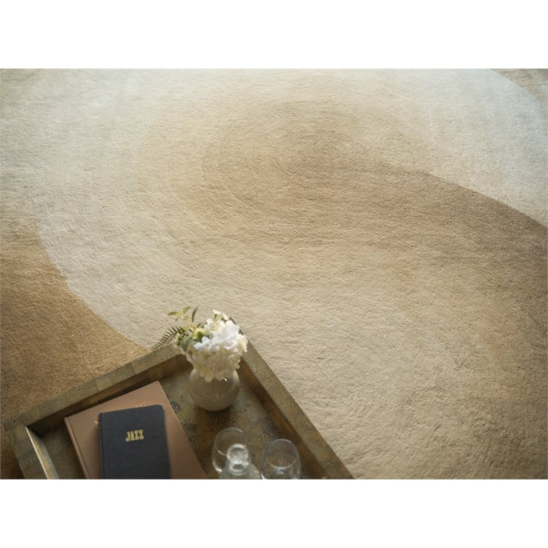 Mitomo Hand-Tufted Wool/Bamboo Silk Light Beige/Ivory 6'x9' Area Rug