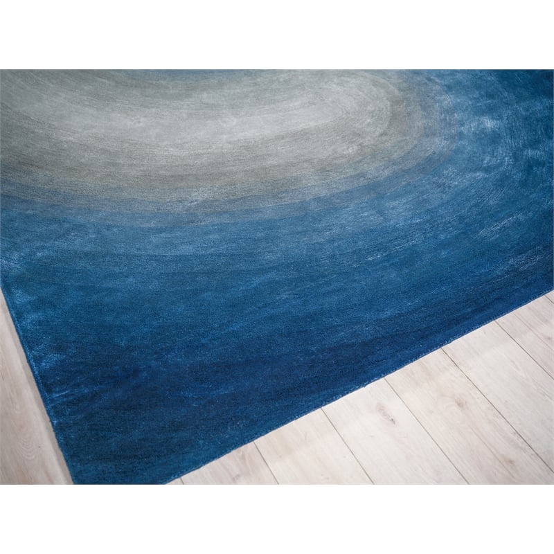 Mitomo Hand-Tufted Wool/Bamboo Silk Navy/Gray 8'x10' Area Rug
