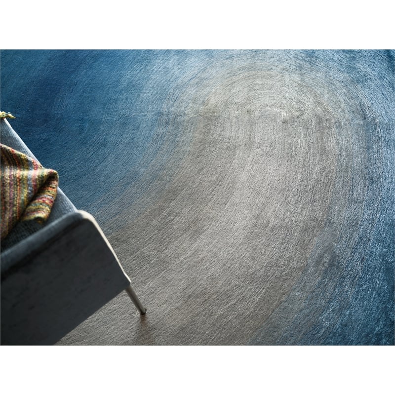 Mitomo Hand-Tufted Wool/Bamboo Silk Navy/Gray 8'x10' Area Rug