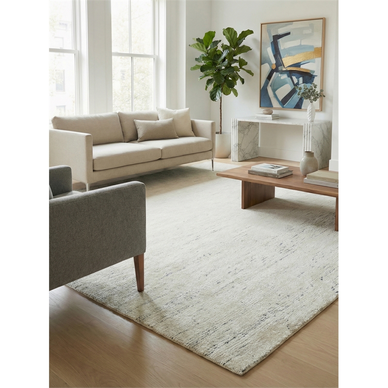 Montero Handloomed Wool/Pet Yarn Ivory/Gray 14'x18' Area Rug