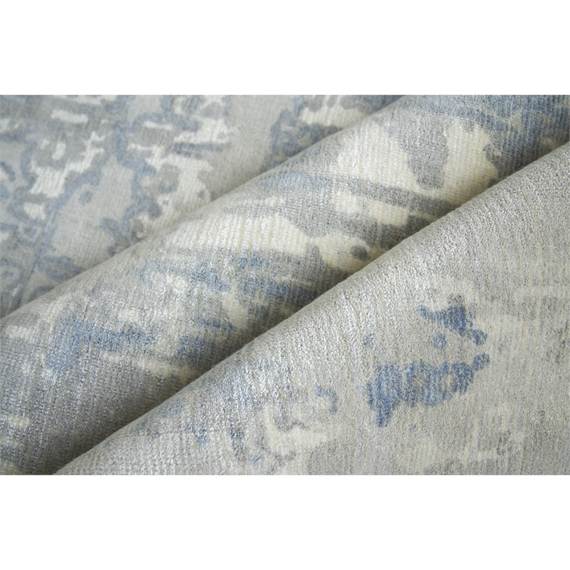 Murano Handloomed Wool/Bamboo Silk Silver/Blue 5'x8' Area Rug