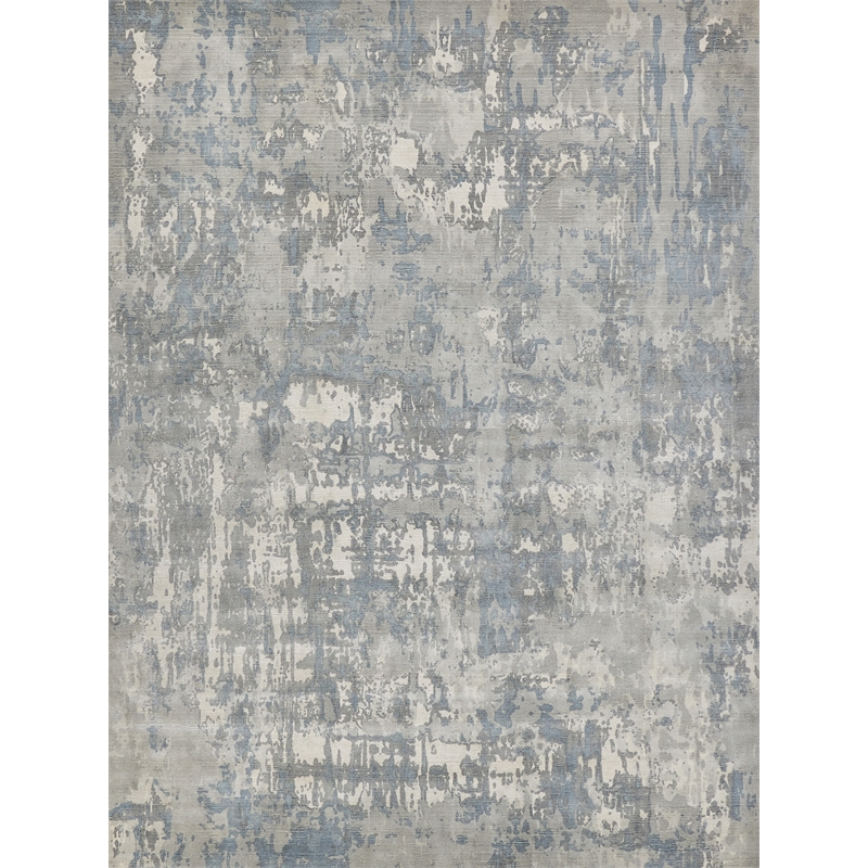 Murano Handloomed Wool/Bamboo Silk Silver/Blue 5'x8' Area Rug