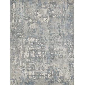 Murano Handloomed Wool/Bamboo Silk Silver/Blue 5'x8' Area Rug