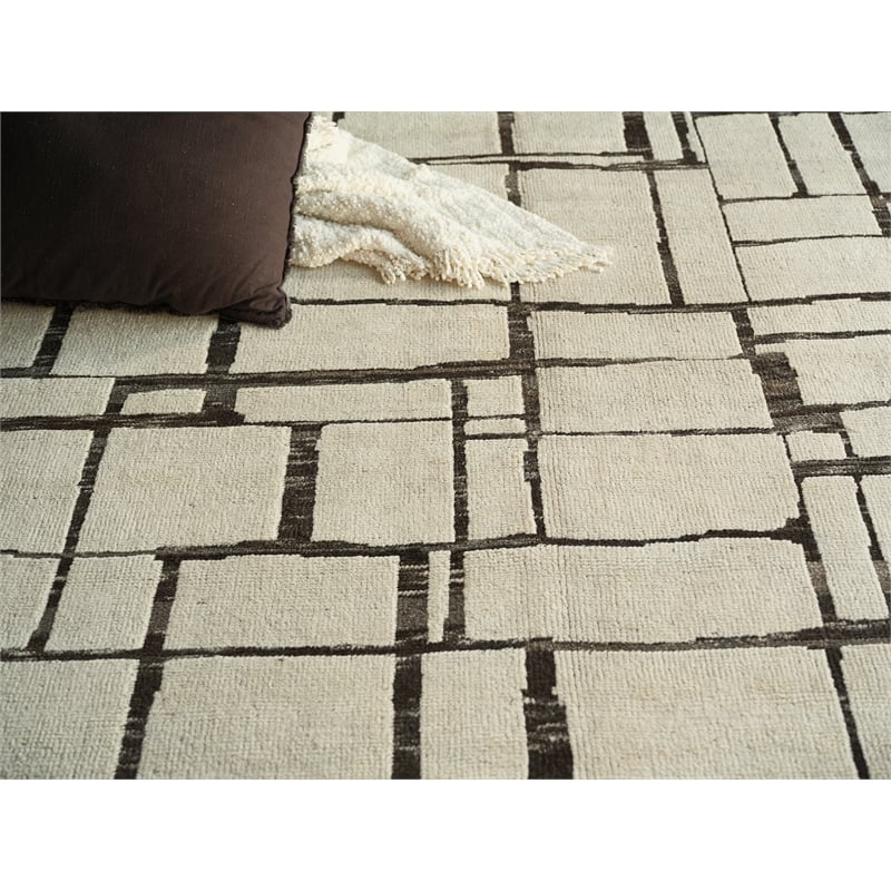 Mojave Hand-Knotted New Zealand Wool Ivory/Espresso 10'x14' Area Rug