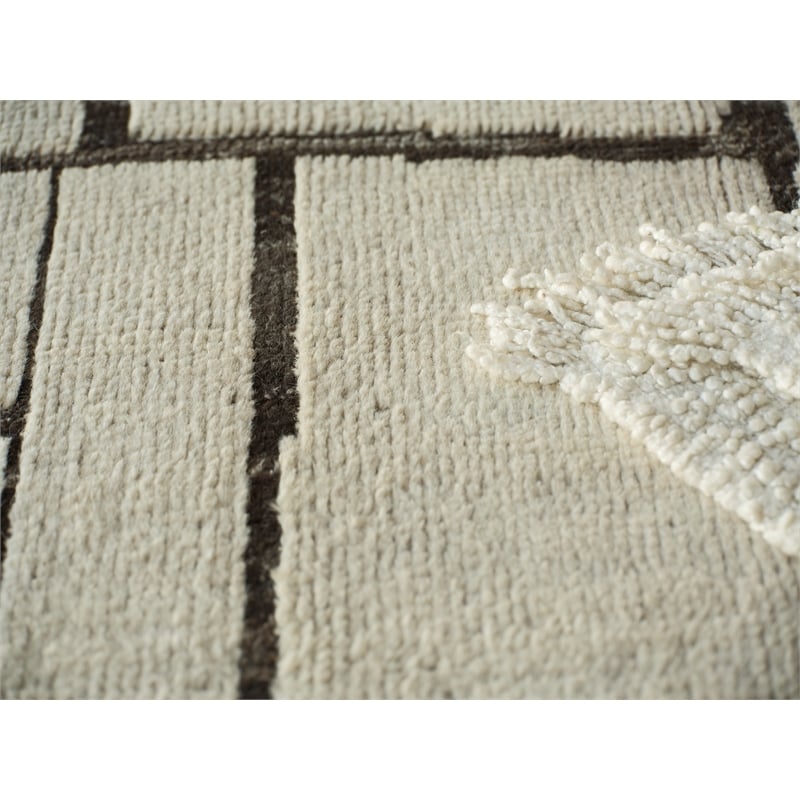 Mojave Hand-Knotted New Zealand Wool Ivory/Espresso 10'x14' Area Rug