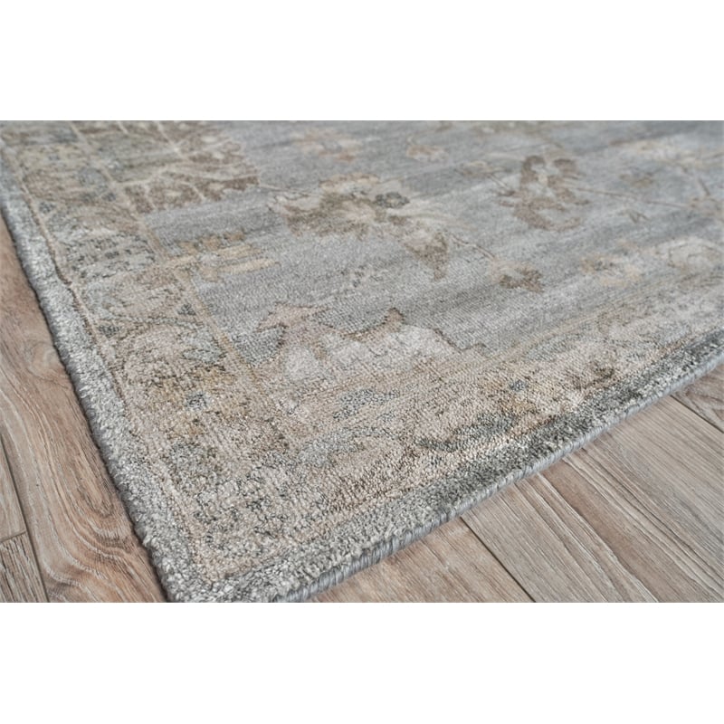 Museum Hand-Knotted Bamboo Silk Blue/Gray 10'x14' Area Rug