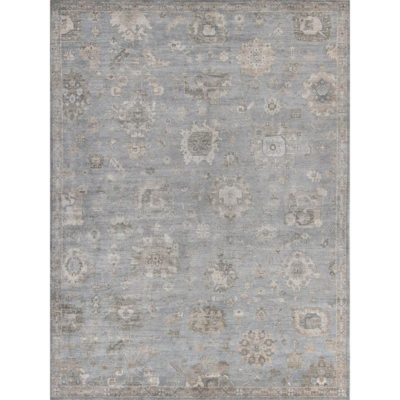 Museum Hand-Knotted Bamboo Silk Blue/Gray 10'x14' Area Rug
